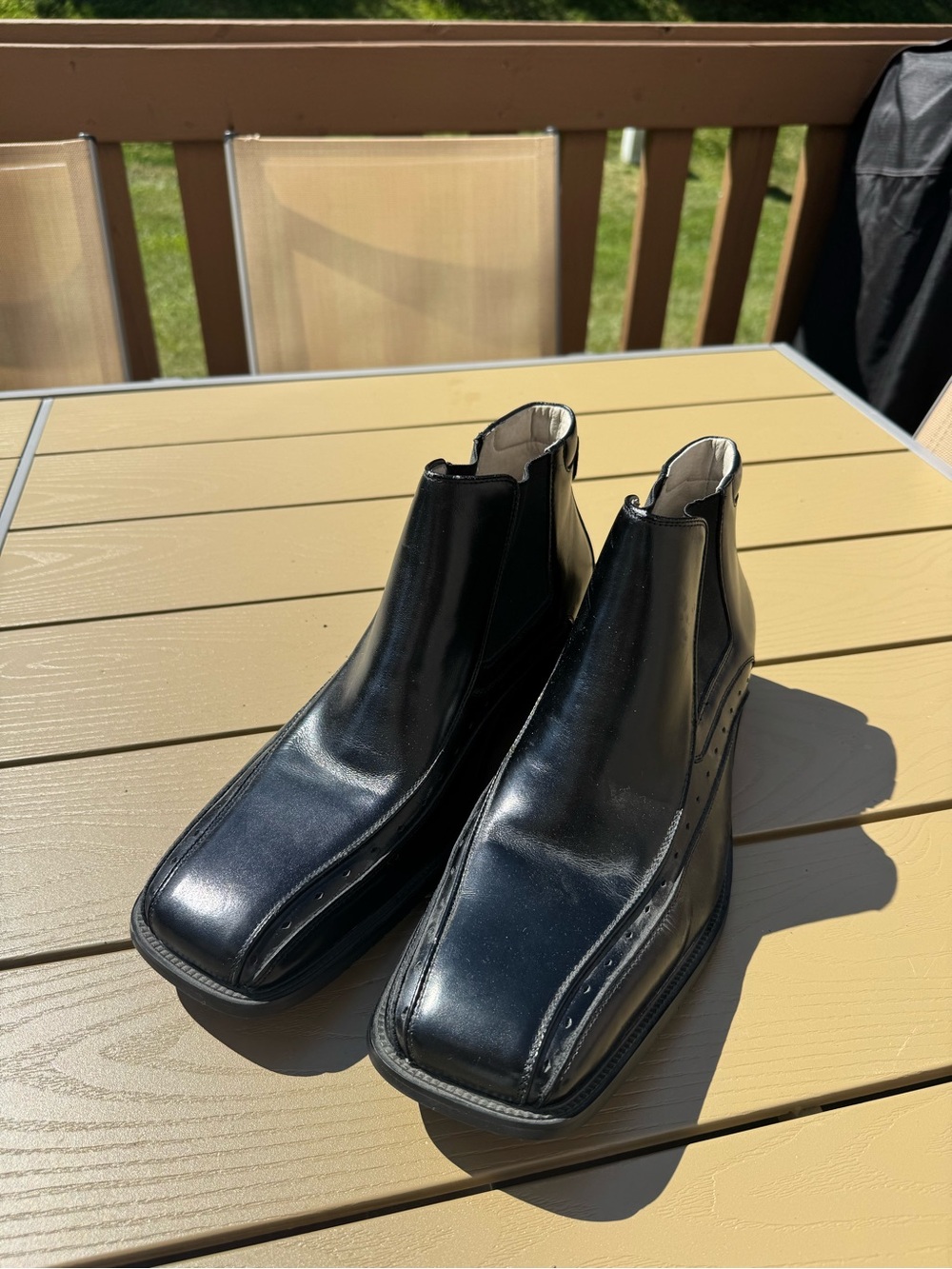 Stacy Adams Men's Black Chelsea Ankle Boots Square Toe Pull-On Pull Tab